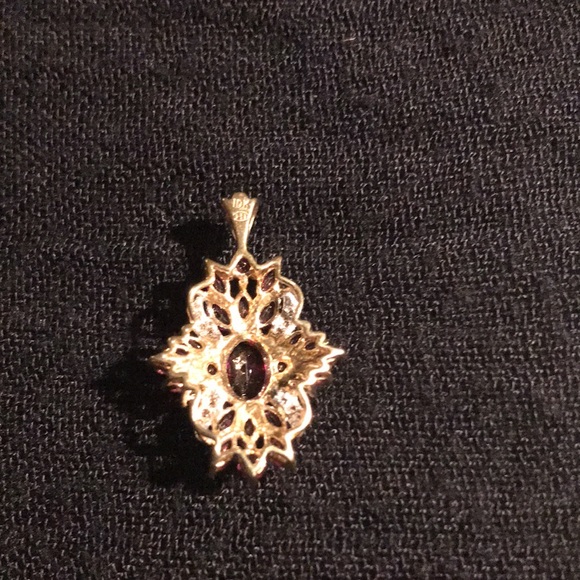 Womens Solid Yellow 10K Gold Pink Tourmaline Pendant - Picture 2 of 5